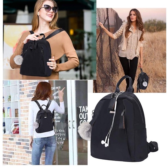 NWT Blk Anti Theft Waterproof Backpack Lady Purse - Picture 3 of 6